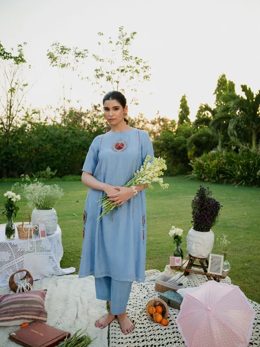 Blue Gulnaar kurta set